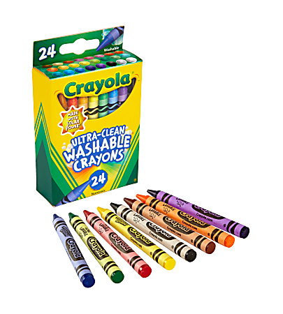 Crayola® Washable Ultra Clean Crayons, 6-1/4, Assorted Colors, Pack Of 24  Crayons